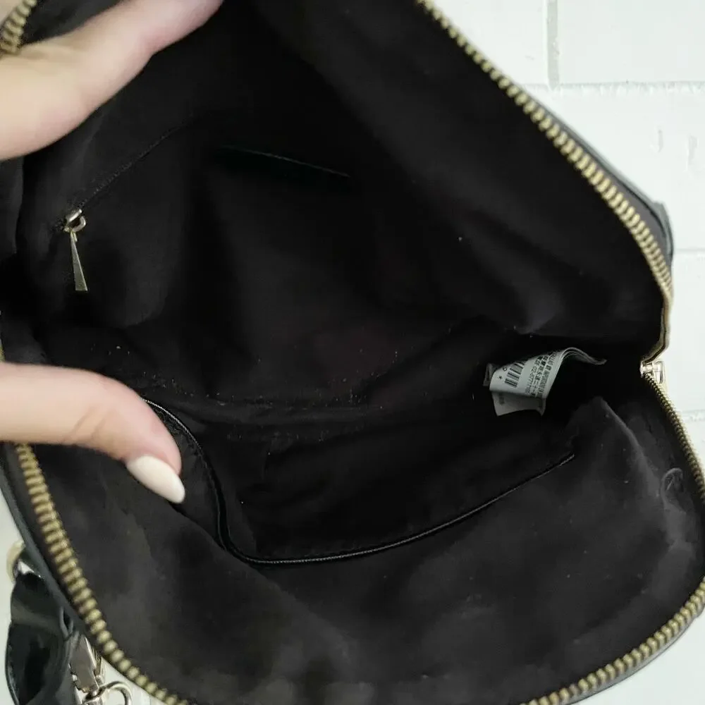 FOREVER 21 Black Crossbody Top Zip Purse Gold Hardware